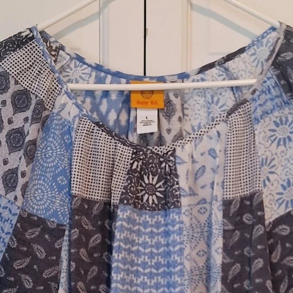 Ruby Rd blue patchwork blouse - Picture 2 of 5